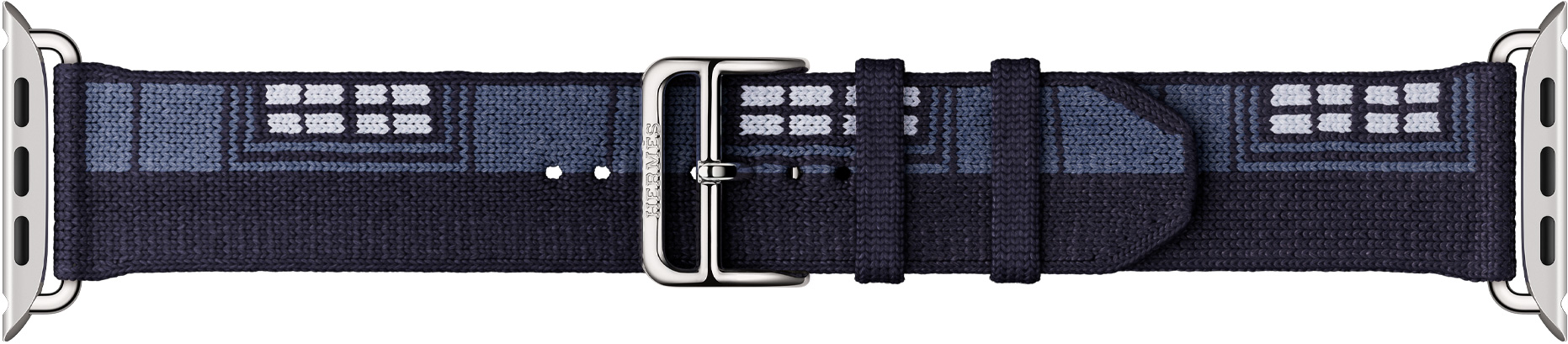 Correa Faubourg Party para el Apple Watch Hermès, color Blue Nuit, componentes y hebilla en plata