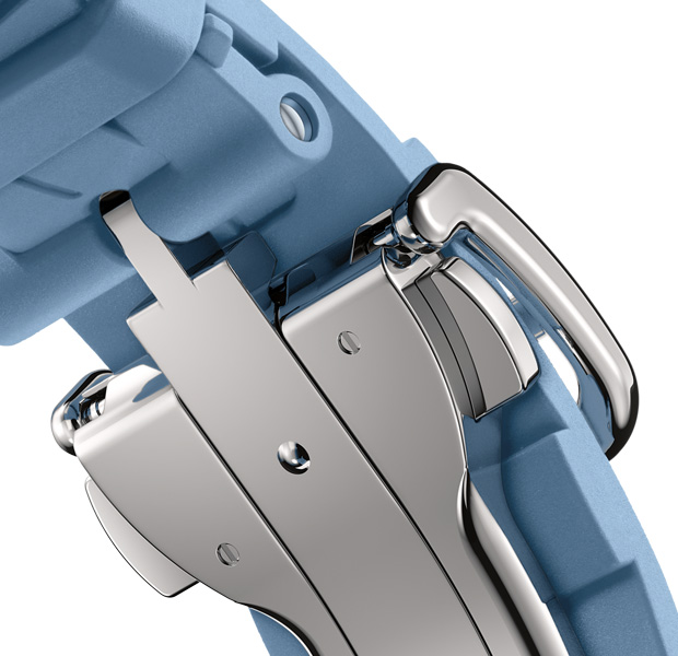Correa Kilim del Apple Watch Hermès Series 11, color Bleu Pastel, hebilla en plata