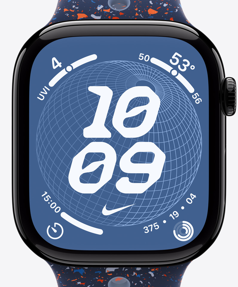 Urskiven Nike – globus, klokkesl?t, Nike Swoosh, komplikationer: UV-indeks, vejr, tidtagning, aktivitetscirkler