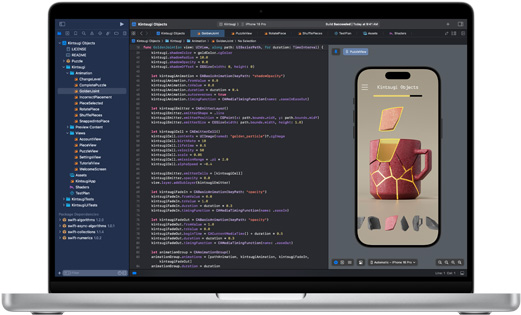 L’app Xcode affichée sur un MacBook Pro