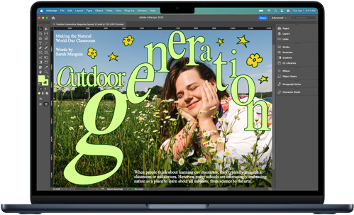L’app Adobe InDesign affichée sur un MacBook Air