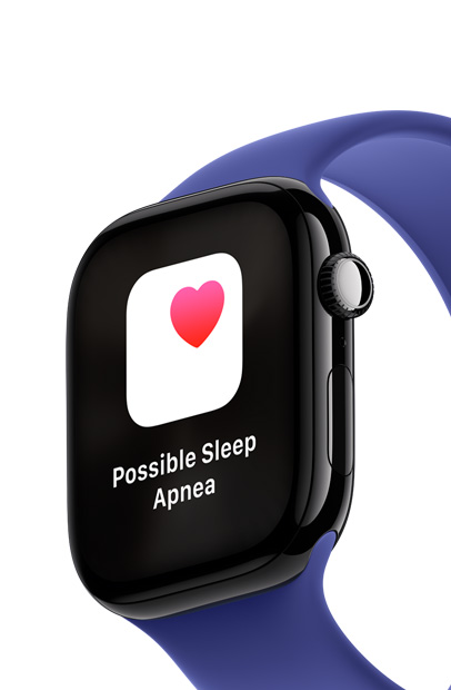 An Apple Watch screen showing a notification for Sleep Apnoea with the Sleep Apnoea app.