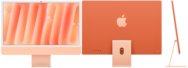 Vue de face, de dos et de c?té de l’iMac orange
