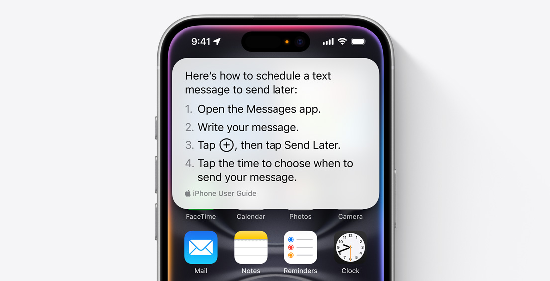 Siri 彈出文字，提供用戶所需的資訊。