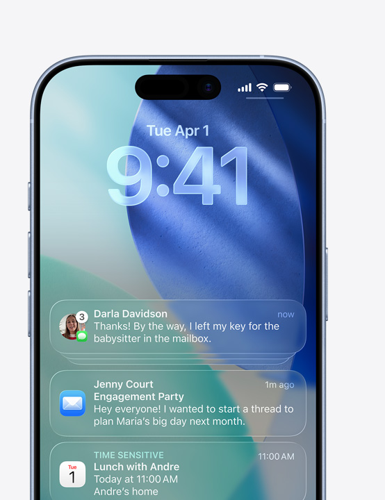 iPhone 螢?zāi)伙@示訊息 app 彈出式通知、郵件 app 彈出式通知、日曆 app 彈出式通知