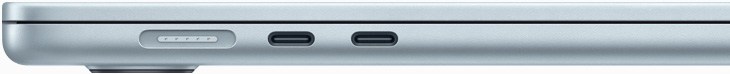 C?té gauche du MacBook Air avec port MagSafe et deux ports Thunderbolt 4