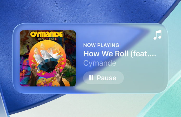 Translucent controls in Apple Music refract the background