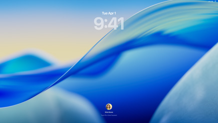 Three Mac models facing forward, 16-inch MacBook Pro in Silver at left with Phone app on screen showing recent contacts, 24-inch iMac in Blue in center macOS Tahoe 26 wallpaper on screen, and 13-inch MacBook Air in Midnight at right, screen shows Spotlight Search over the desktop with Liquid Glass versions of the Dock and various widgets such as Calendar, Clock, and Weather
