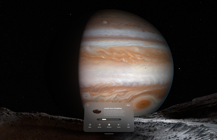 Apple Vision Pro Environment of Jupiter in partial darkness