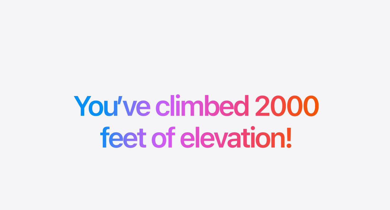 Text ?Má? vystoupáno 2 000 stop p?evy?ení!“ jako ukázka toho, jak Workout Buddy motivuje.