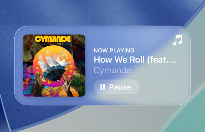 Los controles translúcidos de Apple Music refractan el fondo