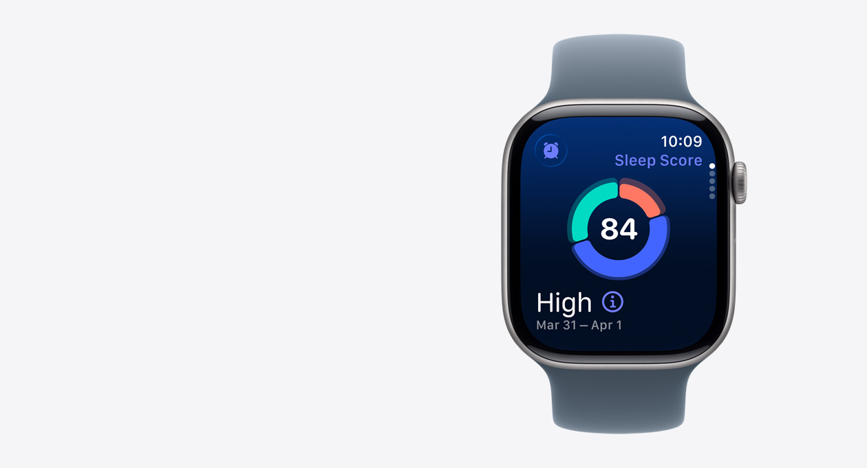 Apple Watch Series 11, space gray color, aluminum case, sleep score screen