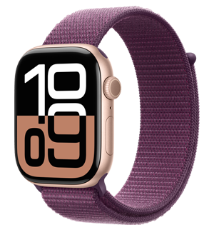 Apple Watch Series 10 with a Jet Black aluminum case and Ink Sport Loop band.