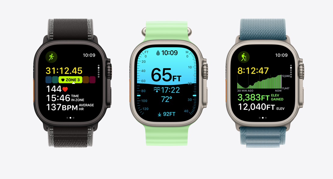 Apple Watch Ultra 3-sk?rme med l?b, dykning og cykling i appen Tr?ning