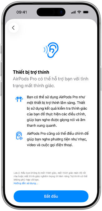 Màn hình gi?i thi?u v? tính n?ng Thi?t B? Tr? Thính