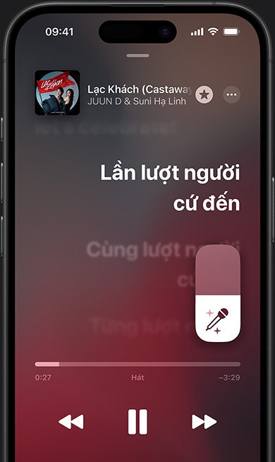 Ch? ?? Apple Music Sing trên iPhone ?ang phát bài hát New c?a Lauren Daigle