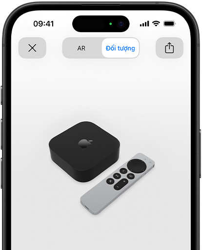 Hình ?nh th? hi?n Apple TV 4k trong màn hình c?a ch? ?? Th?c T? ?o T?ng C??ng trên iPhone.