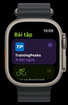 ?ng d?ng TrainingPeaks hi?n th? trên Apple Watch Ultra 2.