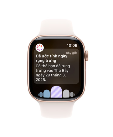 Apple Watch Series 10, Day ?eo Th? Thao màu tr?ng, m?t tr??c, giao di?n ng??i dùng hi?n th? n?i dung R?ng Tr?ng, L?ch S? Chu K?