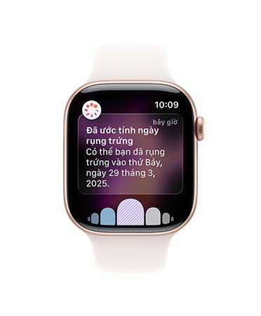 Apple Watch Series 10, Day ?eo Th? Thao màu tr?ng, m?t tr??c, giao di?n ng??i dùng hi?n th? n?i dung R?ng Tr?ng, L?ch S? Chu K?