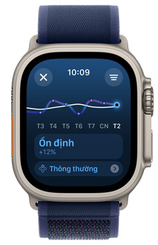 Màn hình Apple Watch Ultra ?ang hi?n th? xu h??ng kh?i l??ng t?p luy?n Th?p trong giai ?o?n m?t tu?n